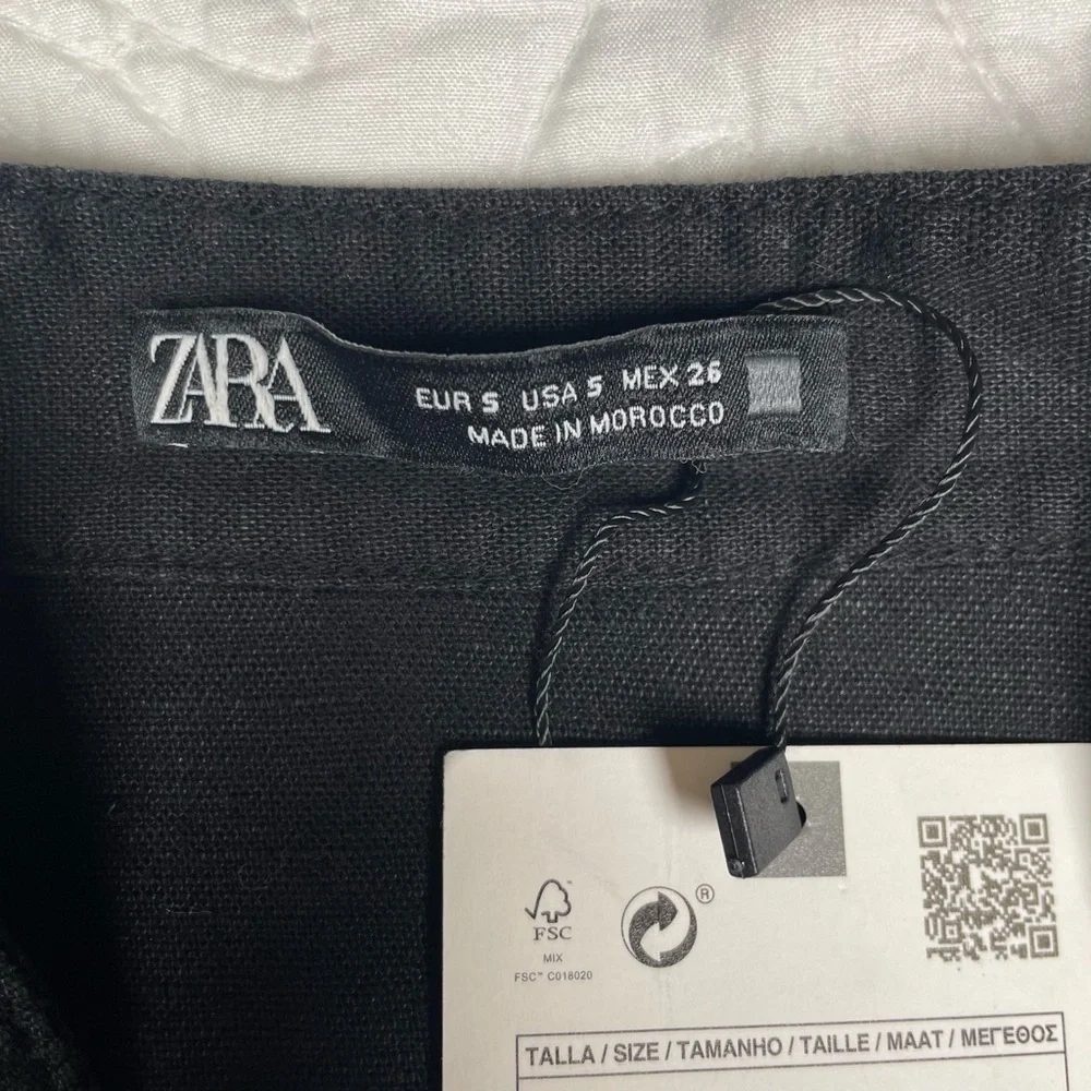 New Zara Linen Blend Jumpsuit Black Size S